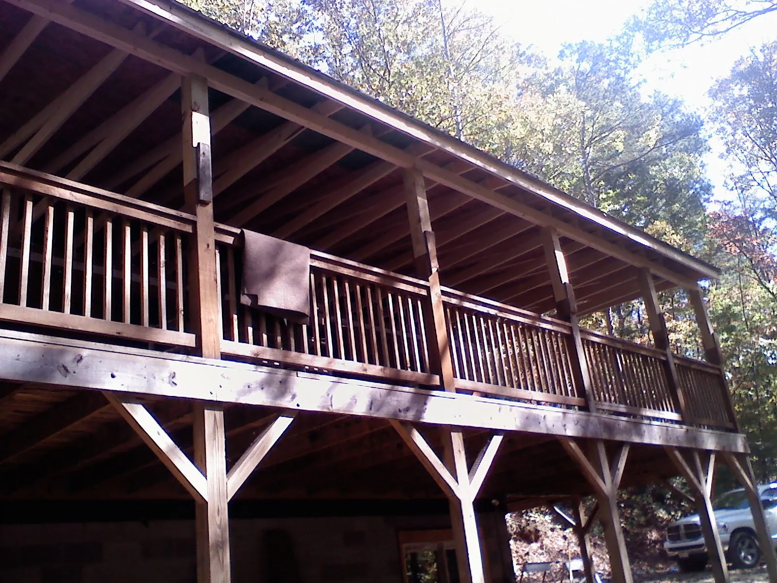 Timber framing under a new elevated porch and deck — Roof Leak Repair in Cokato by Roofing Brothers
